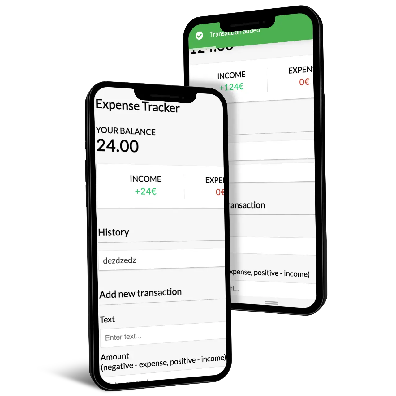 preview of an expense tracker app