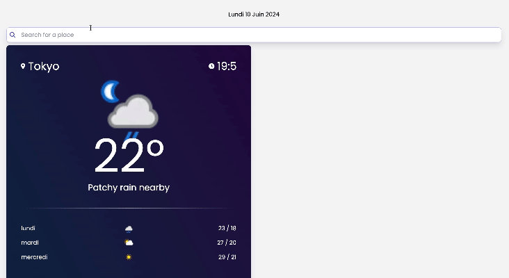 preview of the meteo app