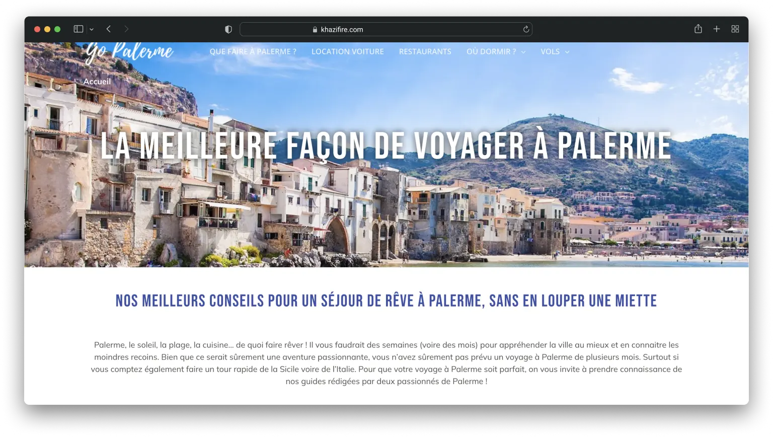 preview of the homepage of go-palerme blog